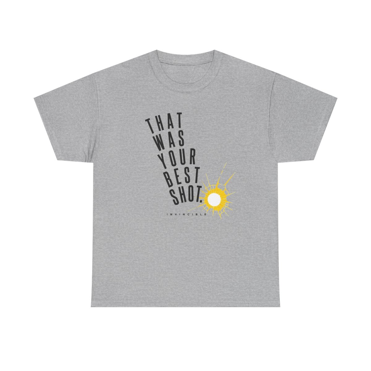 Invincible "That was your best shot." Unisex Tee - alternate angle 2, merchandise