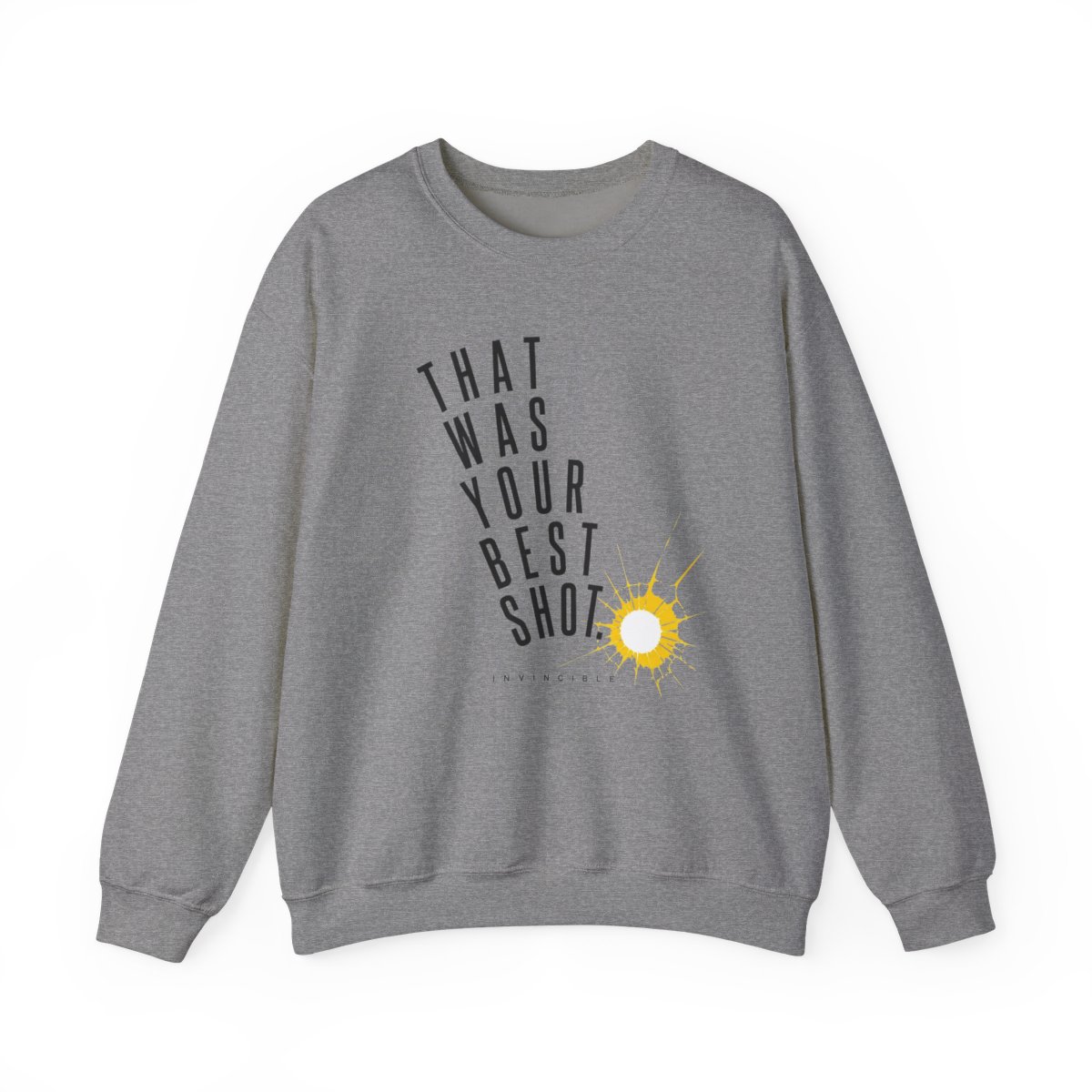 Invincible "That was your best shot." Crewneck - alternate angle 2, merchandise