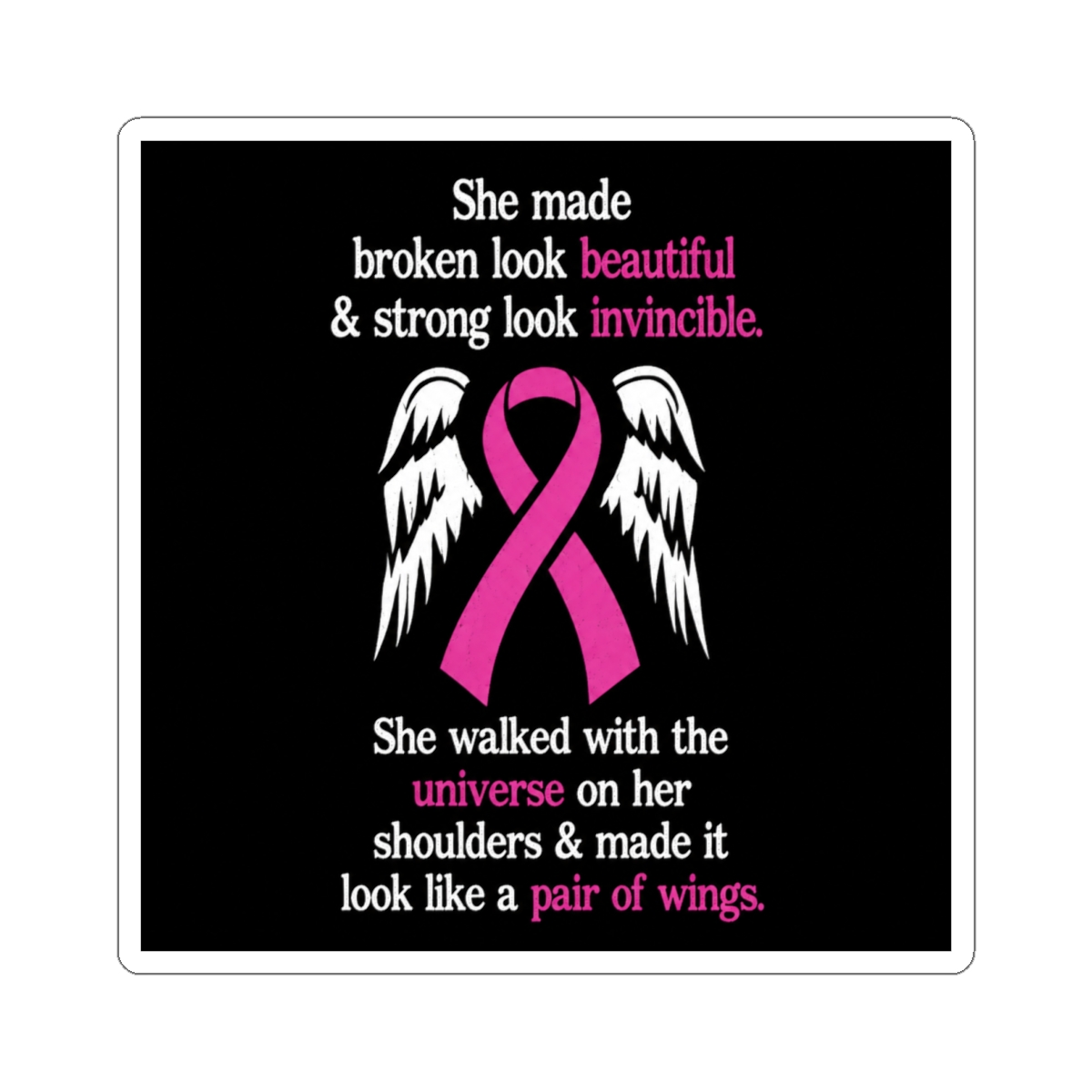 Invincible/Her...Breast Cancer Rectangular Sticker - alternate angle 2, merchandise