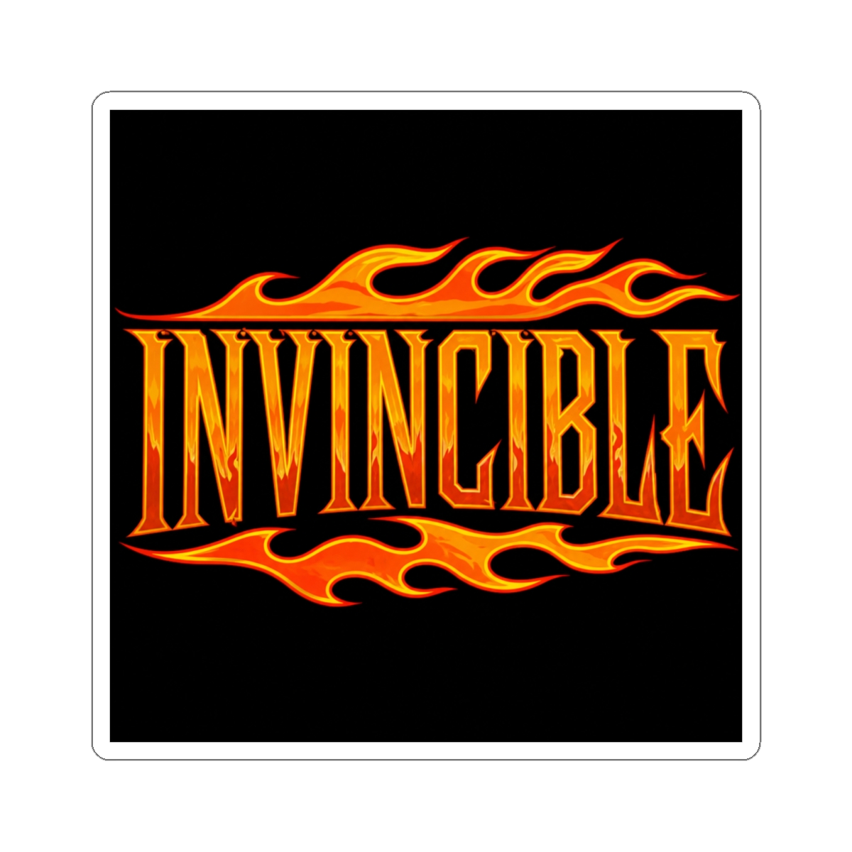 Invincible Gym Motivational Flames Fireman Firefig Classic Round Sticker - alternate angle 2, merchandise
